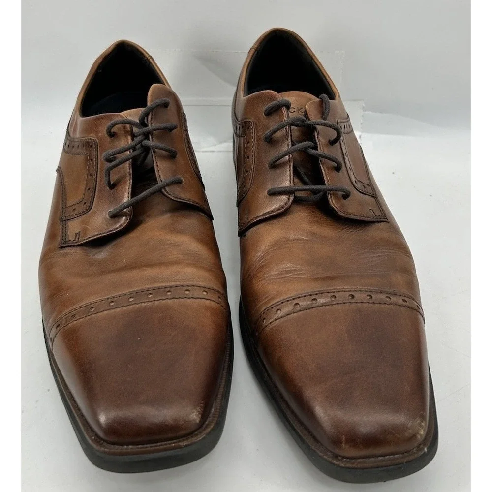 Rockport Farrow Cap Toe Brown Leather Oxford Dress Shoes CH5533 Men's 12M